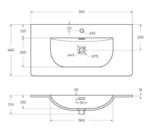 Раковина BelBagno Uno BB-8099-90